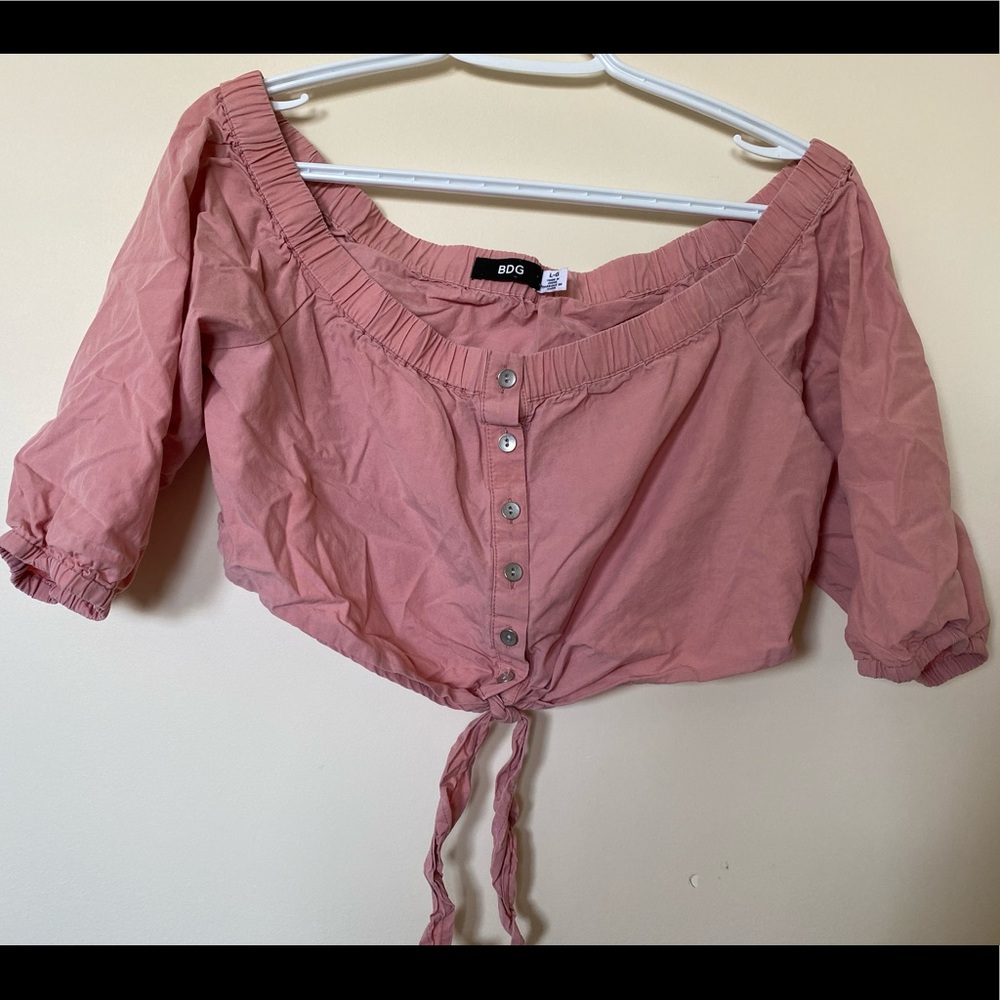 Cute Pink Button-Up Crop Top
